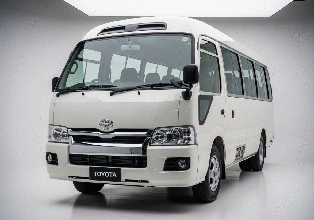 Vans / Coaster Services 1 Family trips made easy with vans for rent in Lahore – Toyota Coaster and Hiace available for comfortable and spacious travel.